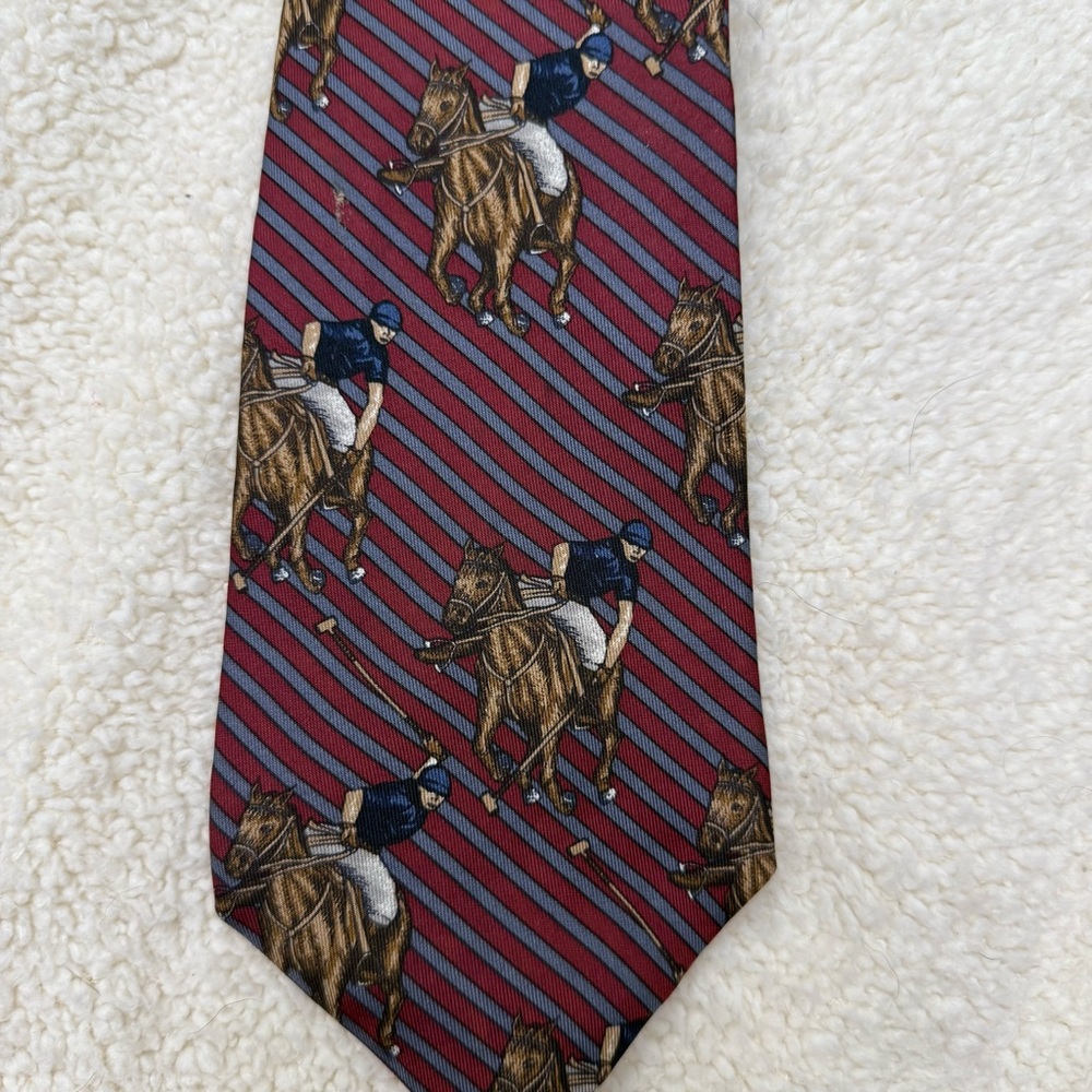 Joe Boxer Red and Blue Tie with Classic Polo Player Design 100% Silk